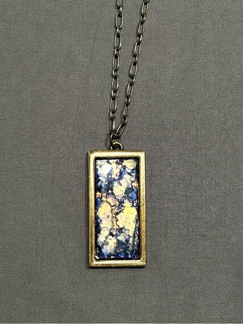 Abstract Rectangle Pendant Long Necklace